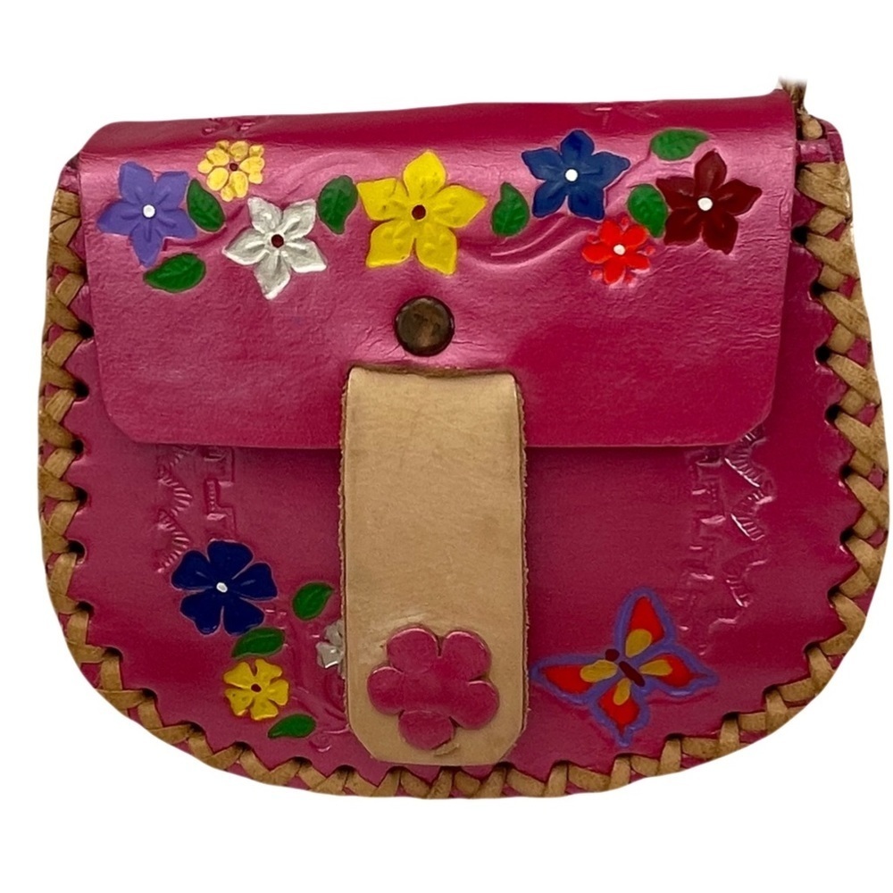 Tooled Pink Leather Mini Cross Body Bag - Picture 3 of 13